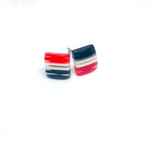 Black And Red Minimalist Stud Earrings
